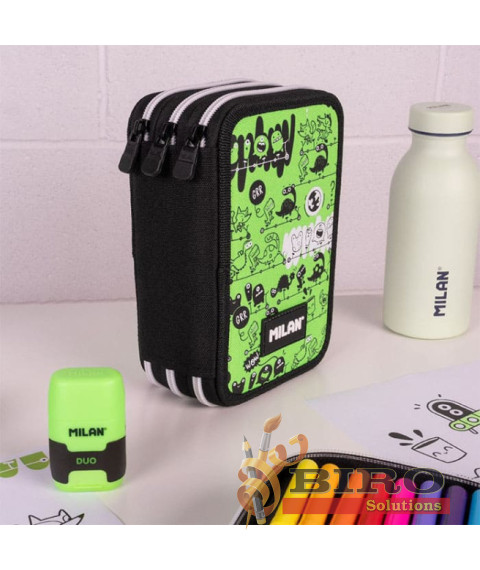 Penar școlar Milan "Tandem" cu 3 compartimente, echipat